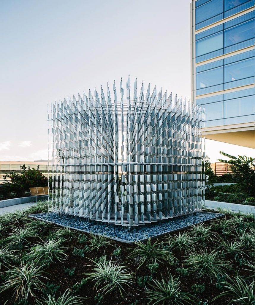 The Air Cube sculpture at Stanford Hospital