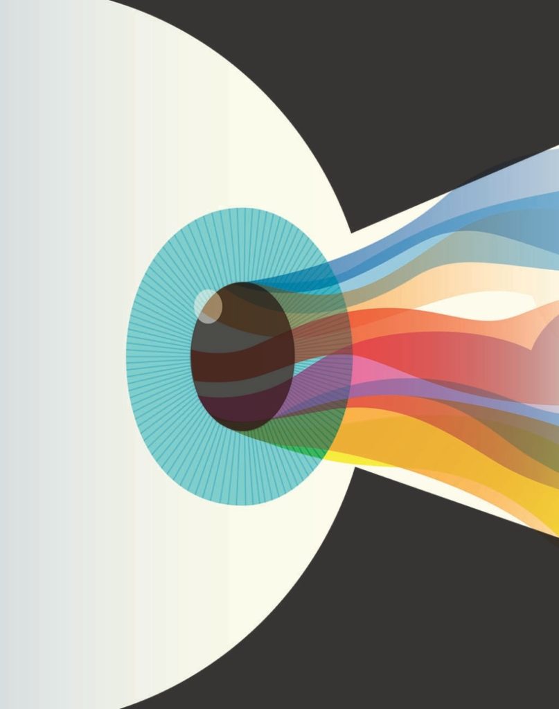 Illustration of light flowing into an eye by Harry Campbell