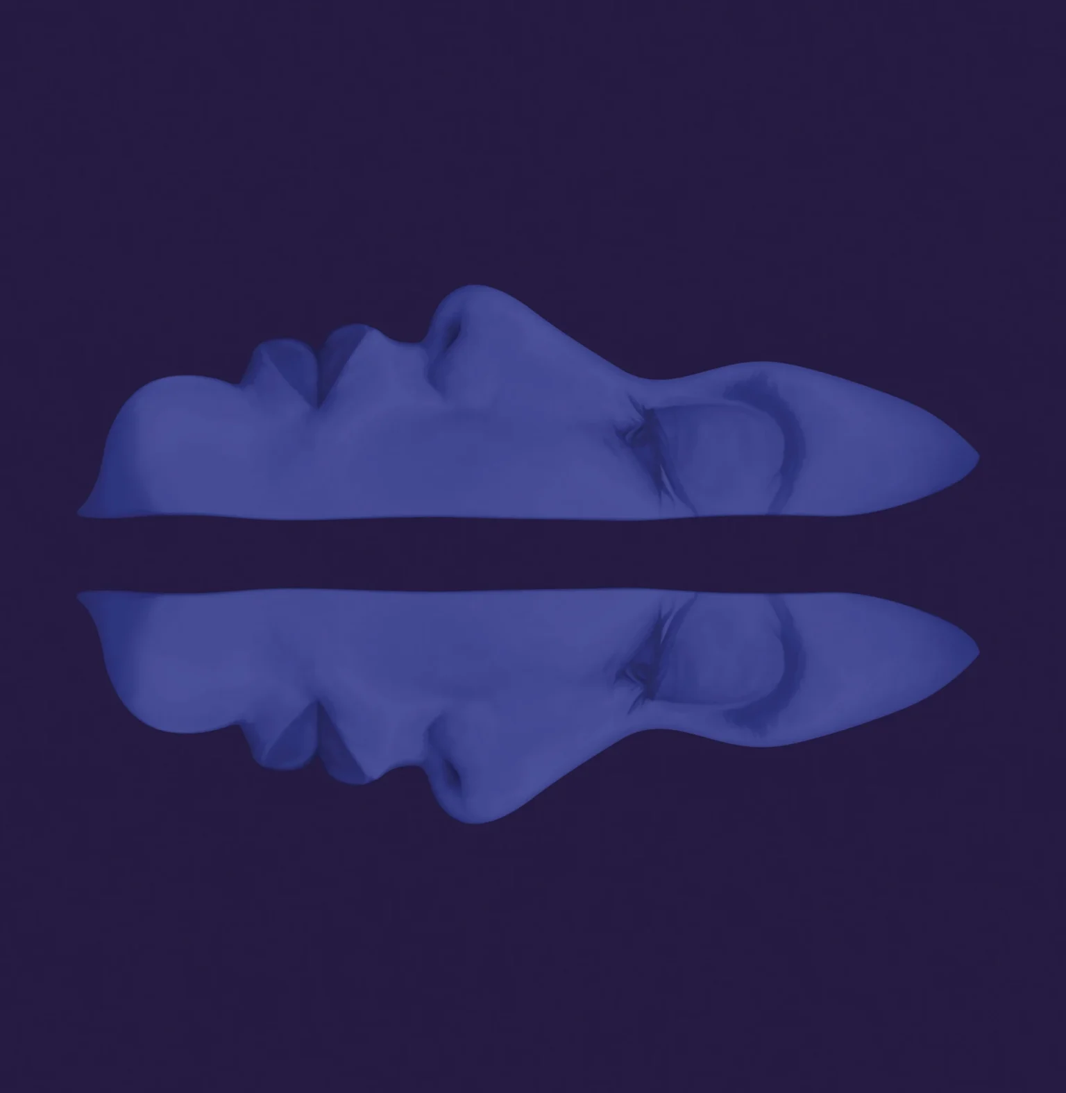 Dramatic illustration of two faces mirrored