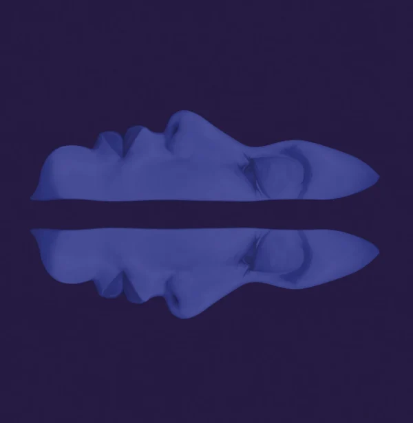 Dramatic illustration of two faces mirrored