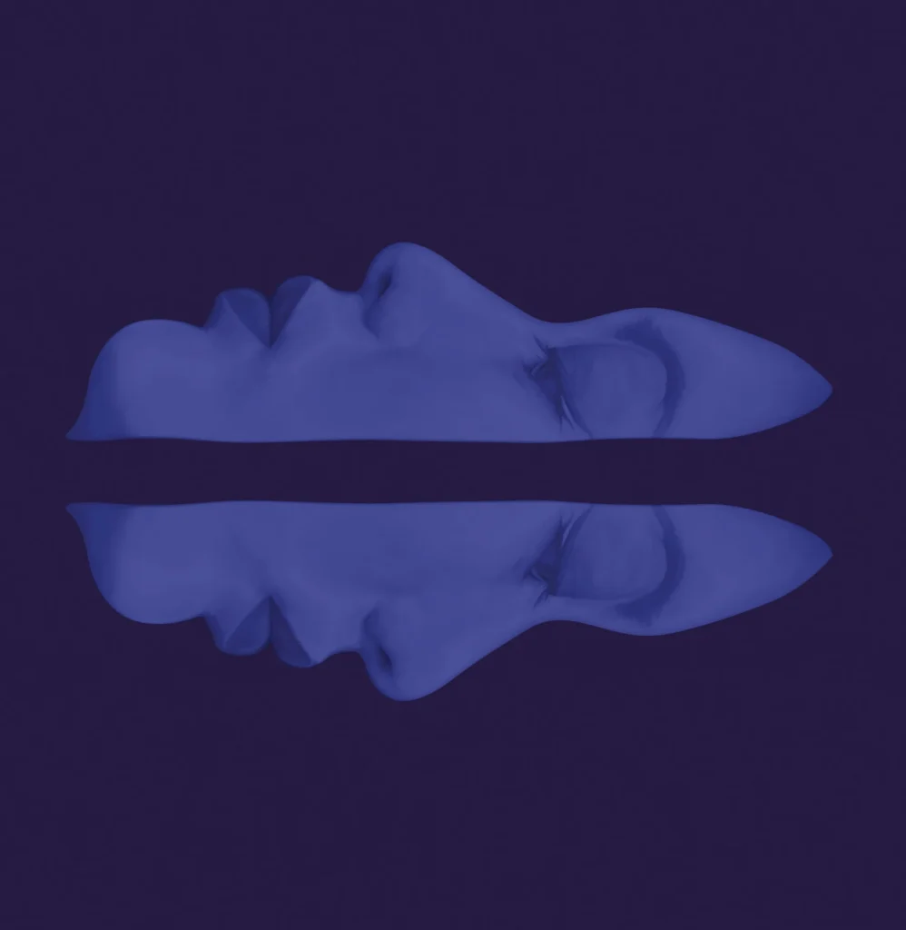 Dramatic illustration of two faces mirrored