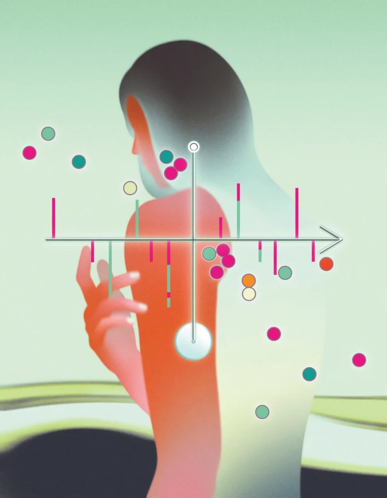 Illustration of a dashboard showing what's appearing during a woman's diabetes test