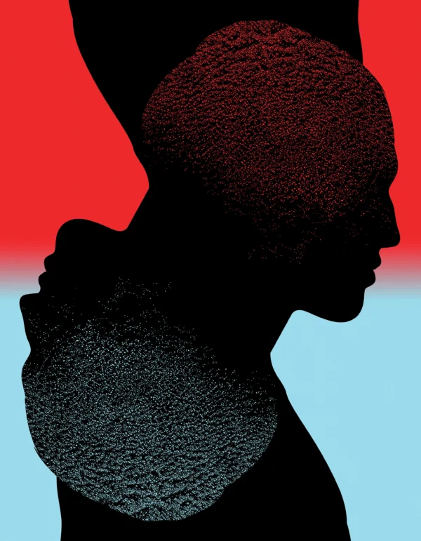 Illustration of two heads facing in different directions.