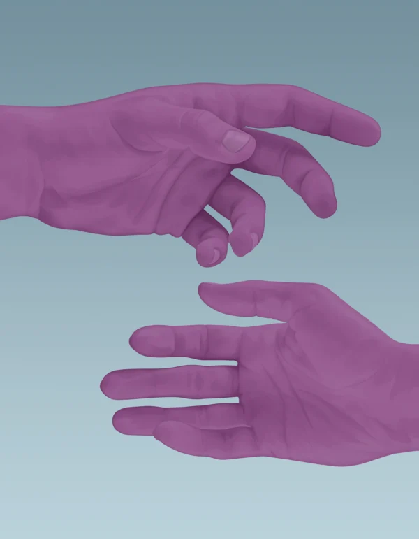 Illustration of two hands reaching toward each other