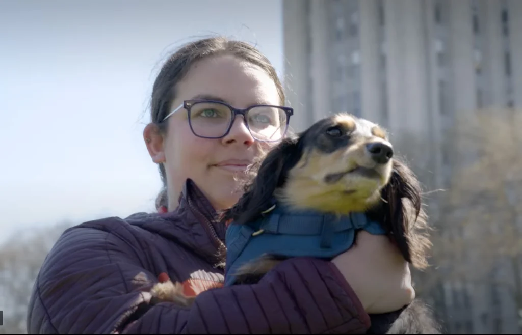 Shannon Pagdon with her dog.