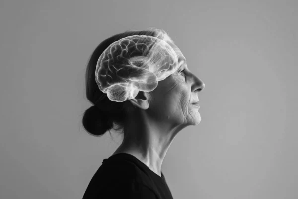 Photo of an imaginary look into an older woman's brain