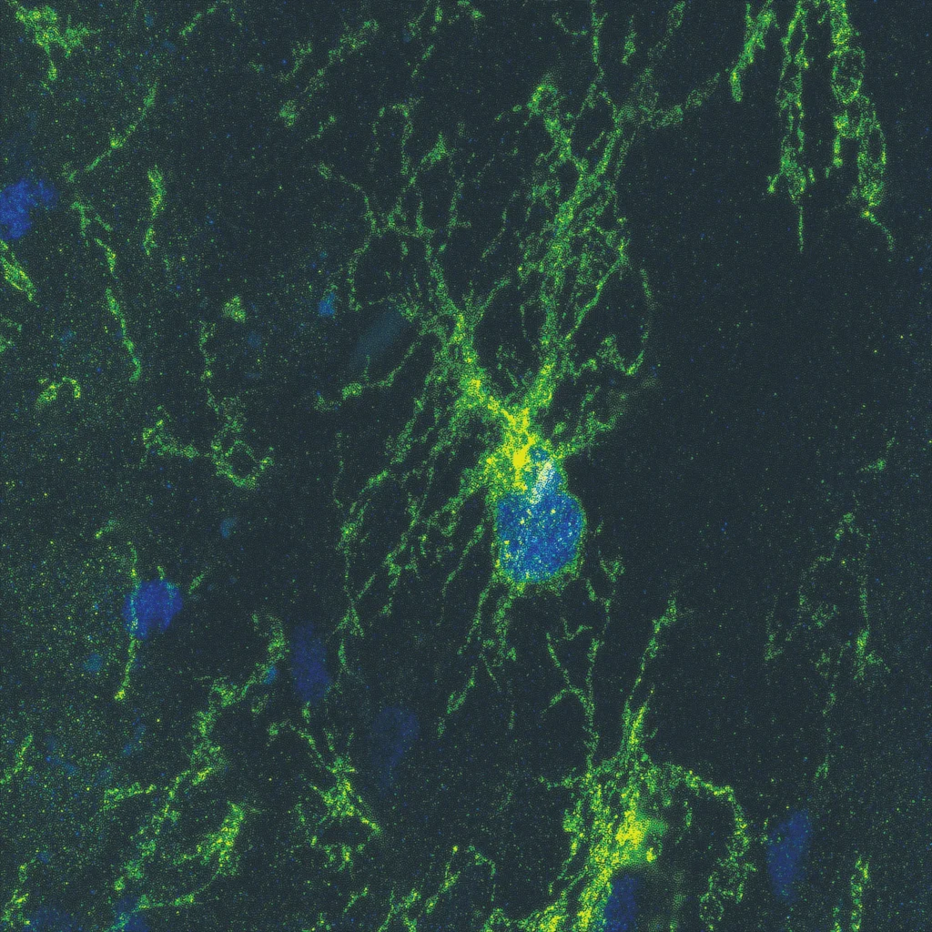 Photo of an oligodendrocyte precursor cell, which will mature into a cell that adds myelin to nerves, speeding electrical impulses.
