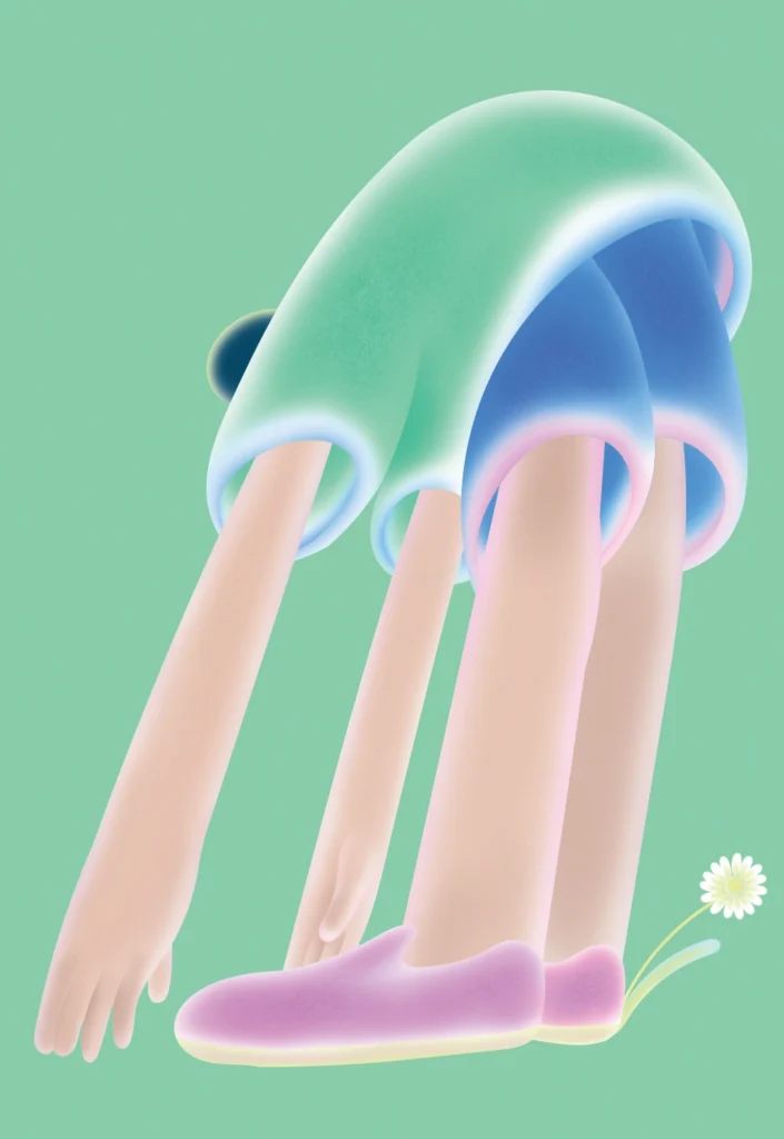 Illustration of a person bending down to touch their toes